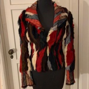 Bebe multicolored fur jacket. Size XS